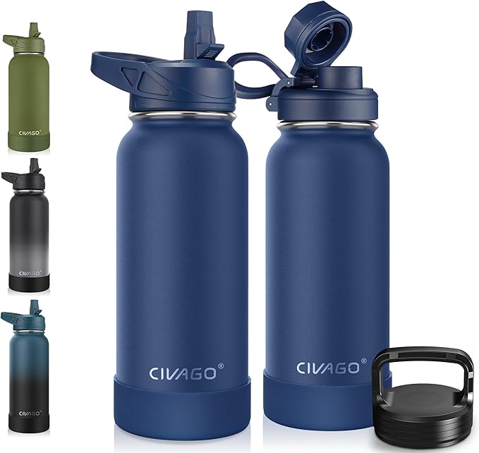 CIVAGO 32 oz Insulated Water Bottle, Navy Blue