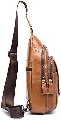 Hebetag Leather Sling Bag Crossbody Backpack for Men Women Outdoor Travel Work Shoulder Chest Pouch Camping Casual Daypack Brown 18cm(W) x8cm(D) x30cm(H)(7.08"x3.14"x11.81") approx;