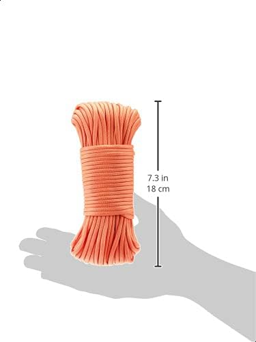Amazon Basics 550 Type III Paracord, 7-Strand Core, High Strength - 5/32 in x 100 ft (4mm x 30m), Orange