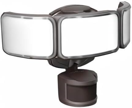 Feit Electric LED Security Light with Motion Sensor and Dusk to Dawn, Outdoor 46W Flood Light, Adjustable 3 Head, Wall Mount, 5000 Lumens, 5000k Daylight, Hardwired, Black S10.5TFL/850/MOT/BZ