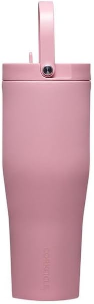 Corkcicle Go Cup XL - Leak-Proof Travel Tumbler - Triple Insulated Stainless Steel Water Bottle - Easy-Carry Handle - Summer Drinkware Gift - Keeps Drinks Ice Cold - 30 oz - Desert Rose