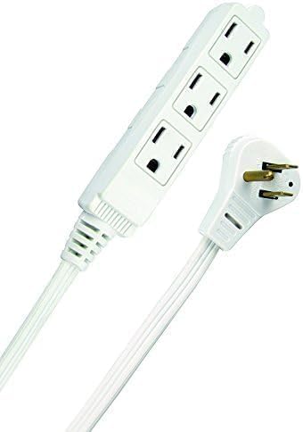 Woods Slimline Angled Flat Plug Extension Cord; Space Saving Flat Design; 3 Grounded Outlets; 13-Foot; 13 Amps; 1625 Watts; 125 Volts; UL Listed; 2232 (Pack of 6)
