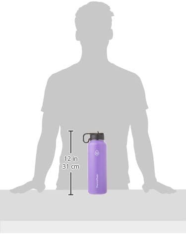 ThermoFlask 40 oz Double Wall Vacuum Insulated Stainless Steel Water Bottle - Reusable with Leakproof Chug & Straw Lids - Keeps Drinks Cold 24 hr/Hot 12 hr - Easy Maintenance - Gym/On-the-Go, Plum
