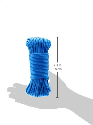 Amazon Basics 550 Type III Paracord, 7-Strand Core, High Strength - 5/32 in x 100 ft (4mm x 30m), Blue
