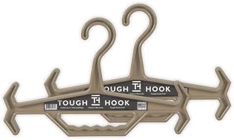 Tough Hook Original Heavy Duty Hangers – The Superhero of Hangers USA-Made, Anti-Slip ABS Resin Tactical Hanger for Police Gear, Scuba Gear & Dive BCD – DuraResin 200-lb Cap Wetsuit Hanger, 2 Tan