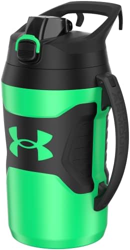 Under Armour Half Gallon Water Bottle Insulated, 64oz Insulated Water Bottle with Handle, Fence Hook, Leak Resistant, for Baseball, Football & More - Vapor Green/Black