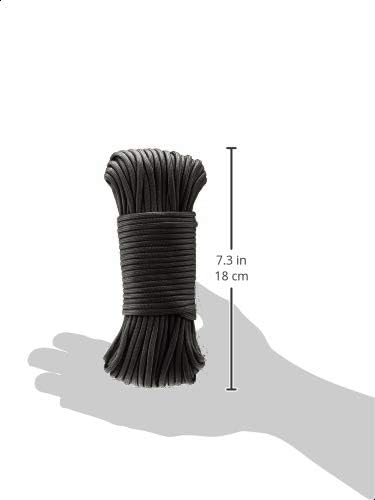 Amazon Basics 550 Type III Paracord, 7-Strand Core, Versatile Utility Rope for Camping, High Strength - 5/32 Inch x 100 Foot (4mm x 30m), Black