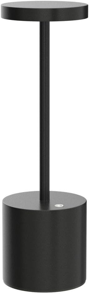 TBBGA LED Cordless Table Lamps Set of 2,Portable Rechargeable 5000mAh Outdoor Table Lamp,3 Color Stepless Dimming Battery Powered Lamp, Table Light for Dinner/Patio/Restaurant/Bedroom.(Black)