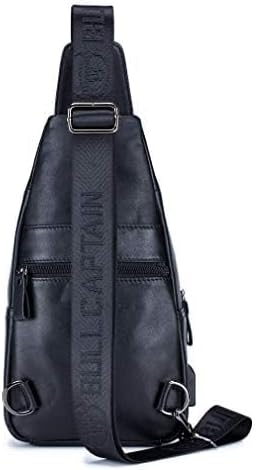 Hebetag Leather Sling Bag Casual Daypack for Men Women Outdoor Travel Hiking Camping Fishing Cycling Crossbody Shoulder Chest Pack Pouch Backpack Black