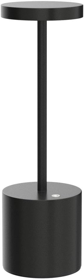 TBBGA LED Cordless Table Lamp,Rechargeable 3 Color Stepless Dimming Battery Operated Lamp,Metal Portable Indoor and Outdoor Night Light,for Home Office/Living Room/Restaurant/Study.(Black)