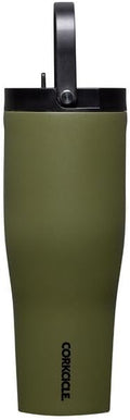 Corkcicle Go Cup XL - Leak-Proof Travel Tumbler - Triple Insulated Stainless Steel Water Bottle - Easy-Carry Handle - Summer Drinkware Gift - Keeps Drinks Ice Cold - 30 oz - Olive