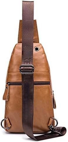 Hebetag Leather Sling Bag Crossbody Backpack for Men Women Outdoor Travel Work Shoulder Chest Pouch Camping Casual Daypack Brown 18cm(W) x8cm(D) x30cm(H)(7.08"x3.14"x11.81") approx;