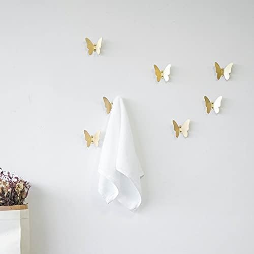 Z metnal Wall Hooks Decorative, Small Modern Gold Brass Hook, Butterfly Bath Towel Hook, Coat Hat Robe Hooks for Girl's Bedroom, Stainless Steel, Wall Mounted, 2 pcs