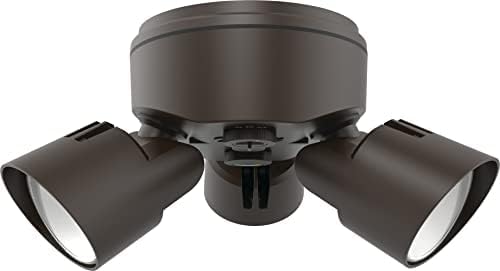 Lithonia Lighting HomeGuard 3-Light LED Outdoor Flood Lights, Outdoor LED Lights, Dusk to Dawn Sensor, Adjustable Lumens, Selectable Color, Round Heads, Dark Bronze (HGX LED 3RH ALO SWW2 120 PE DDB)
