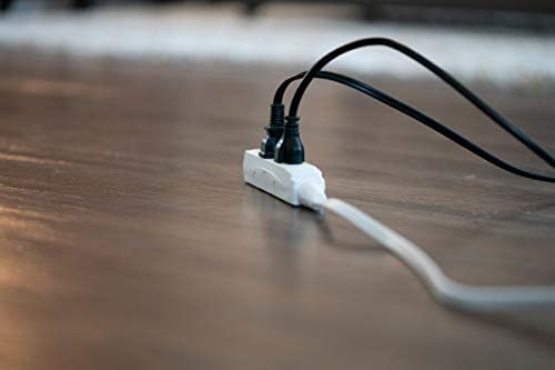 Woods Slimline Indoor Flat Extension Cord,8 Ft,16 Gauge Right Angle Plug,3 Polarized Outlets,125 Volts,White,2241,(Pack of 6)