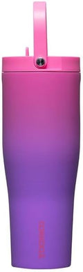 Corkcicle Go Cup XL - Leak-Proof Travel Tumbler - Triple Insulated Stainless Steel Water Bottle - Easy-Carry Handle - Summer Drinkware Gift - Keeps Drinks Ice Cold - 30 oz - Hydrangea
