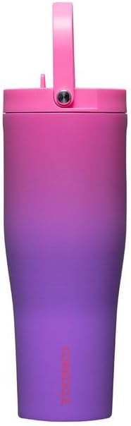 Corkcicle Go Cup XL - Leak-Proof Travel Tumbler - Triple Insulated Stainless Steel Water Bottle - Easy-Carry Handle - Summer Drinkware Gift - Keeps Drinks Ice Cold - 30 oz - Hydrangea