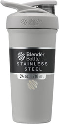 BlenderBottle Sport Insulated Stainless Steel Shaker Bottle with Wire Whisk, 24-Ounce, Grey – Protein Shakes & Hydration for Athletes & Fitness Enthusiasts, Easy Mixing, Keeps Drinks Cold, Lockable Lid | Insulated, Water Bottle, Wire Whisk