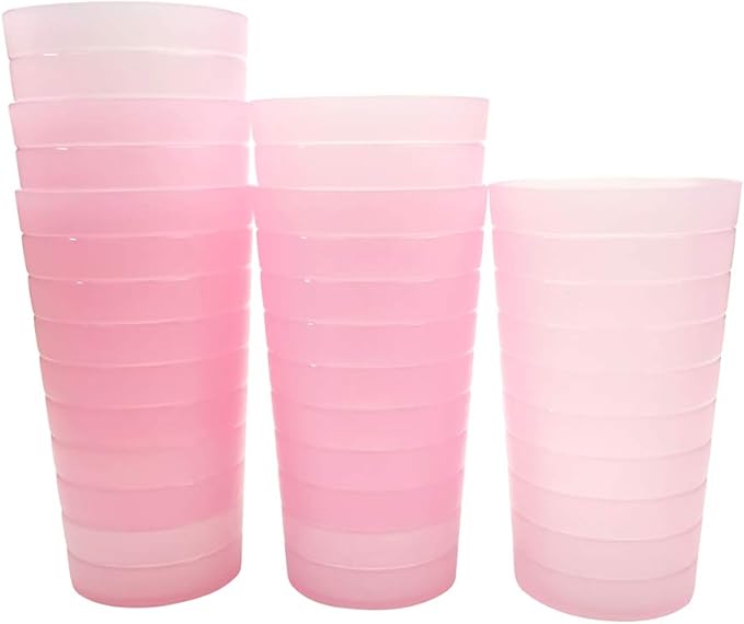 KX-WARE Mixed Drinkware 22-ounce Plastic Tumblers/Drinking Glasses/Party Cups/Iced Tea Glasses, Set of 12 Pink | Unbreakable, Dishwasher Safe, BPA Free
