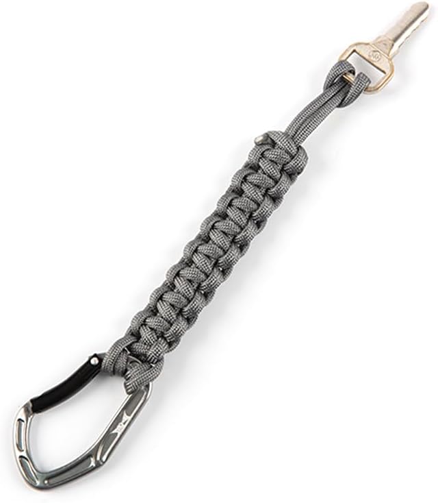 HERCULES Paracord Keychain Set – 2 Pack Lanyard Rope with Aluminum Clip, Durable Paracord Wrist Strap for Outdoor Activities, Gray