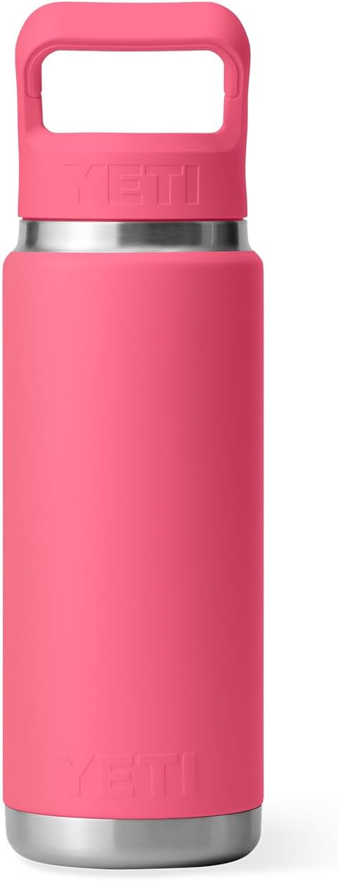 YETI Rambler 26 oz Bottle, Vacuum Insulated, Stainless Steel with Color Matching Straw Cap