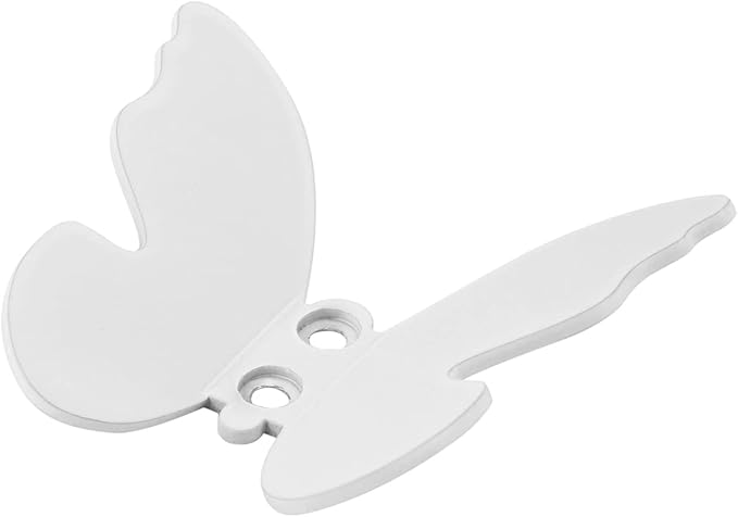 Z Metnal Wall Hooks Decorative, Small Modern White Butterfly Bath Towel Hook, Coat Hat Robe Hooks for Entry Bedroom, Stainless Steel, Wall Mounted, 2 Pcs