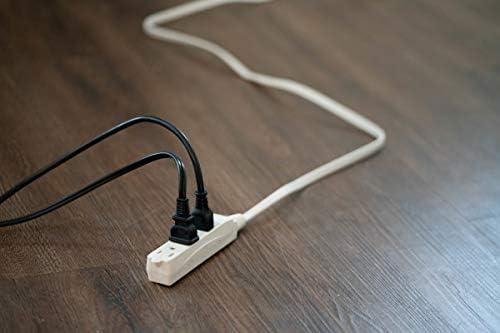 Woods Slimline Indoor Flat Extension Cord,8 Ft,16 Gauge Right Angle Plug,3 Polarized Outlets,125 Volts,White,2241,(Pack of 6)
