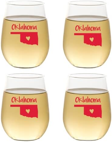 Set of 4 Shatterproof Designer 16 oz Plastic Wine Glasses MADE in the USA (OKLAHOMA)