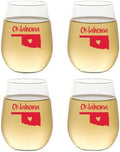 Set of 4 Shatterproof Designer 16 oz Plastic Wine Glasses MADE in the USA (OKLAHOMA)