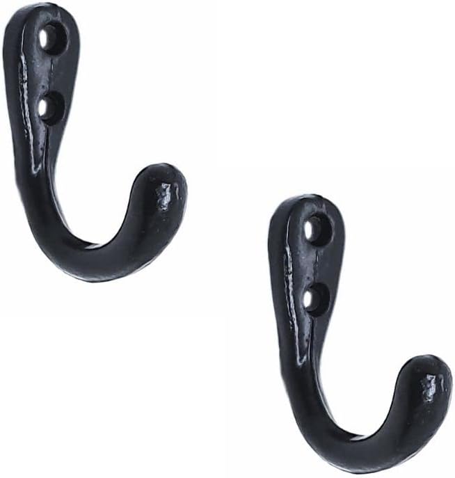 FAPBADRI Multipurpose Hooks, Used to Hang Clothes, Bags, Coats, Curtain Hold Backs, Keys, Colour - Black, Material - Aluminium, Screws and Wallplugs Included, Pack of 10 Pieces