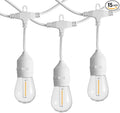 SUNTHIN 50FT Outdoor White String Light with 16 1W LED Shatterproof Filament Bulb for Patio Lights, Backyard, Porch, Party Lights