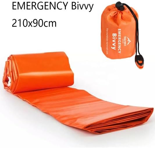 Emergency Bivy Sack Survival Sleeping Bag – Waterproof Thermal Emergency Blanket Shelter for Camping, Hiking, Survival Kit, Outdoor Emergency Gear – Ultralight Compact Orange Bivy
