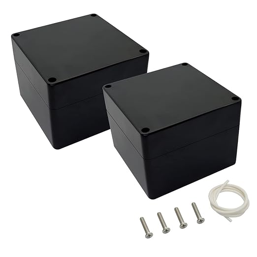 LeMotech Project Box ABS Plastic IP65 Waterproof Dustproof Electrical Junction Box Outdoor Enclosure for Electronics Black 4.7 x 4.7 x 3.5 inch(120 x 120 x 90 mm)(Pack of 2)