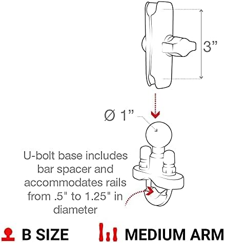 RAM Mounts X-Grip Phone Mount with Handlebar U-Bolt Base RAM-B-149Z-UN7U , Medium Arm for Motorcycle, ATV/UTV, Bike