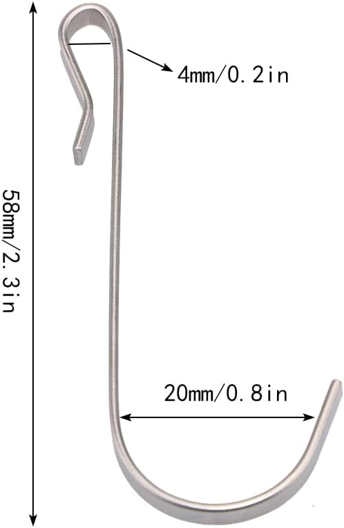 20 PCS Stainless Steel J-Shaped Hanger Hooks - Heavy Duty Wire Rack Hooks, Multi-Purpose Hanging Sink Grid Hooks for Kitchen, Bathroom, Closet Organization.