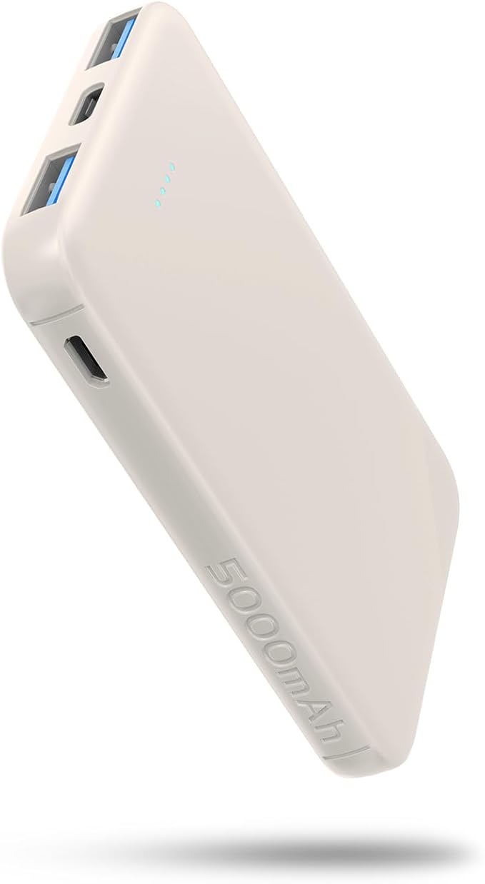VANYUST S22 Portable Charger, Mini Colorful Power Bank, PowerNano, 5000mAh External Battery Pack Compatible with iPhone 15/14/13/12/11/X All Series and Android Phone,Apricot