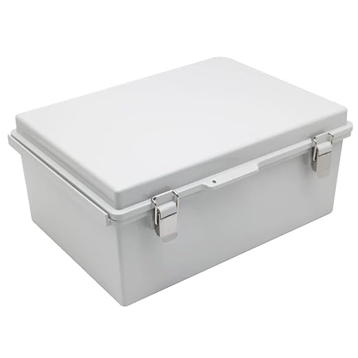 Watertight Electrical Junction Box with Mounting Plate, Clear Hinged Cover Stainless Steel Latch, Plastic Enclosure for Project Wall Bracket, IP67 13.8*9.8*5.9inch（350×250×150mm）