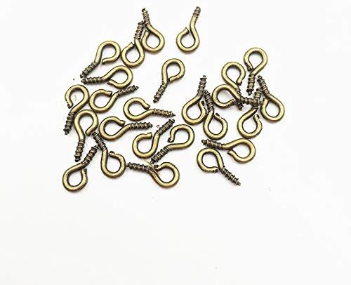 Pack of 200,Multipurpose Alloy Eye Bolts Hook Screw Eye Nails Pin Bail for DIY Jewelry Making Accessaries (Bronze, 4x8mm(S))