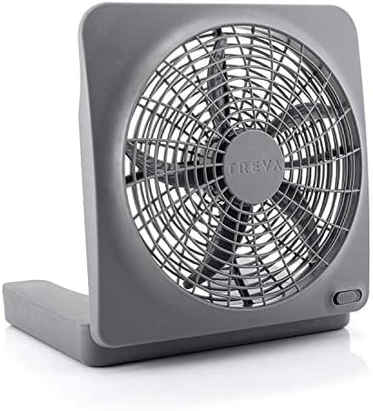 O2COOL Treva 10-Inch Portable Desktop Air Circulation Battery Fan, 2 Speed, Compact Folding & Tilt Design, with AC Adapter (Graphite)