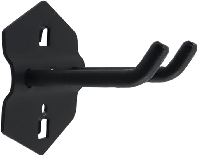 Pegboard Hooks Heavy Duty Metal Steel 3/8" Square Hole Peg Hooks Suitbale for 1.5" Spaced Pegboards Double Arm Wall Hooks for Organizing Tools in Home or Garage 2.5" Long Black- 2pcs
