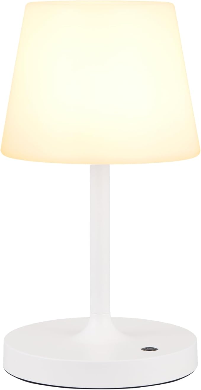 Kakanuo White Cordless Shower Lamp Waterproof, Rechargeable Table Lamp with 4000mAh Battery, Touch Dimmable Desk Light for Outdoor, Kitchen, Bathroom, Camping, Patio, IP54