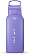 LifeStraw Go Series – Insulated Stainless Steel Water Filter Bottle for Travel and Everyday Use, Removes Bacteria, Parasites and Microplastics, Improves Taste, 1L Thistle Purple