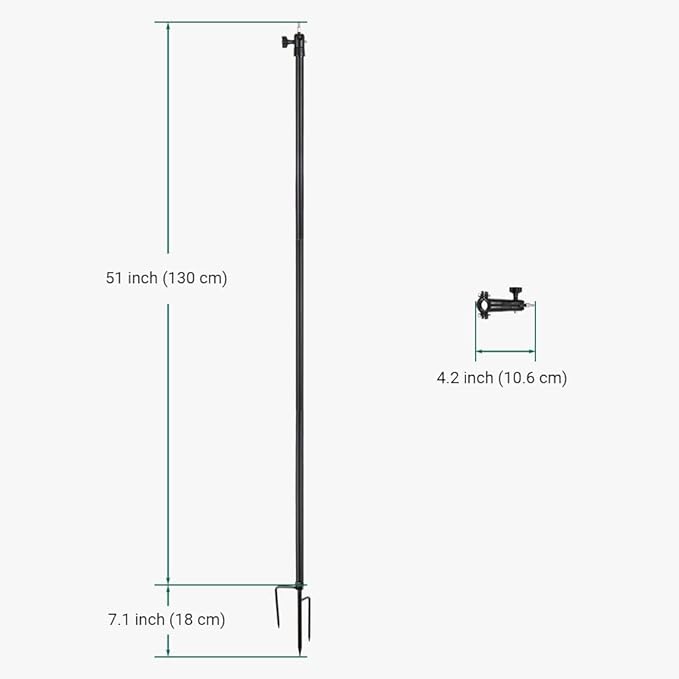 Holicfun 2-in-1 Ground Stake Mount Stand for Outdoor Security Cameras and Solar Panels, Universally Compatible with Ring, Blink, Google Nest, Eufy, Arlo, Wyze, SimpliSafe, and More (Black)