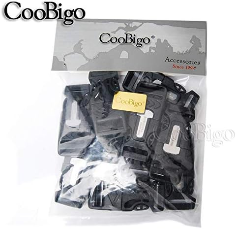 CooBigo 10Pack 3/4" (19mm) Fire Starter Survival Whistle Buckle Flint Scraper for Paracord Bracelet Key Lanyard Ourdoor Hiking Camping Backpack Bag Pets Collar DIY Travel Kits