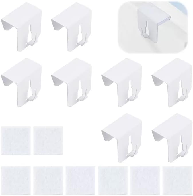 UFURAMTE Multifunctional Window Hooks, 8Pcs Stainless Steel Over Door Hooks Light Hangers for Christmas Decorations (White)