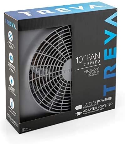 O2COOL Treva 10-Inch Portable Desktop Air Circulation Battery Fan, 2 Speed, Compact Folding & Tilt Design, with AC Adapter (Graphite)