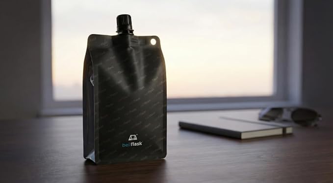 BellFlask - 15 oz. Plastic Flask, Patented, Flexible, Metal-Free, Reusuable, BPA-Free with Carabiner Clip and Filling Funnel