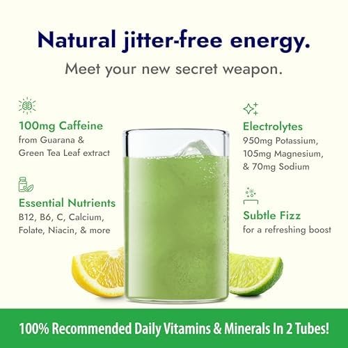 Zipfizz Daily Energy Drink Powder, Limon, 20 Pack | 3-in-1 Sustained Energy, Rapid Hydration, and Essential Vitamins | Sugar-Free | Electrolyte Powder | Contains Vitamin B-12 & Antioxidants