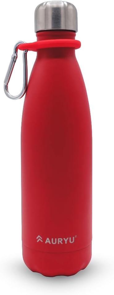 Triple-Walled Insulated Stainless Steel Water Bottle, 17oz Capacity, Keeps Drinks Cold for up to 24 Hours and Hot for up to 12 Hours, Leak Proof, BPA-Free, Red