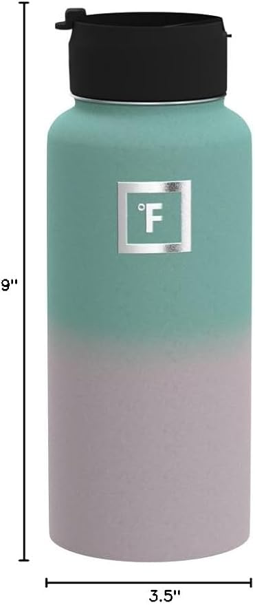 IRON °FLASK Camping & Hiking Hydration Flask with Straw, Wide Mouth Insulated Stainless Steel Sports Water Bottle - 32 oz Bubble Gum